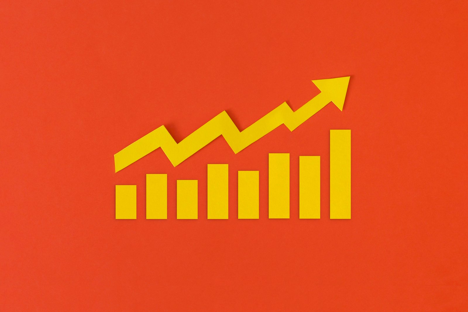 Business growth concept. Financial report with graphs and arrow.